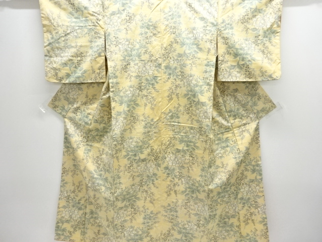 JAPANESE KIMONO / TSUMUGI / WOVEN PEONY